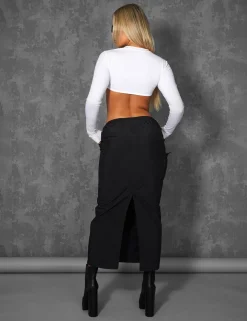 Public Desire Long Sleeve Underbust Crop Top | Women Tops