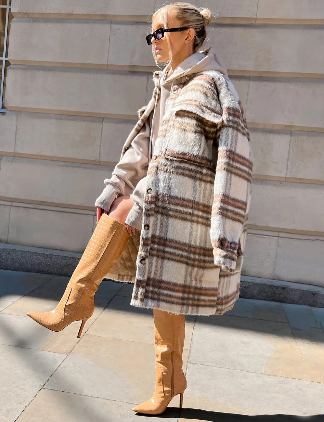 Public Desire Longline Soft Touch Check Shacket | Women Outerwear & Jackets