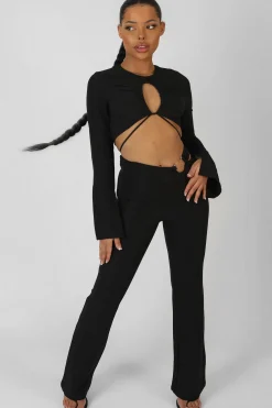 Public Desire Loop Ruching Long Sleeve Top With Splits | Women Tops