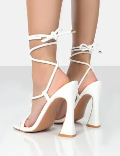 Public Desire Lori Strappy Lace Up Square Toe Heels | Women Square Toe Heels