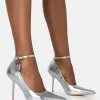 Public Desire Lotty Metallic Padlock Ankle Detail Court Stiletto Heels | Women Court Heels