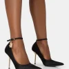 Public Desire Lotty Satin Padlock Ankle Detail Court Stiletto Heels | Women Court Heels