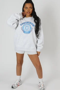 Public Desire Louisiana Embroidered Sweatshirt Marl | Women Sweatshirt & Hoodies
