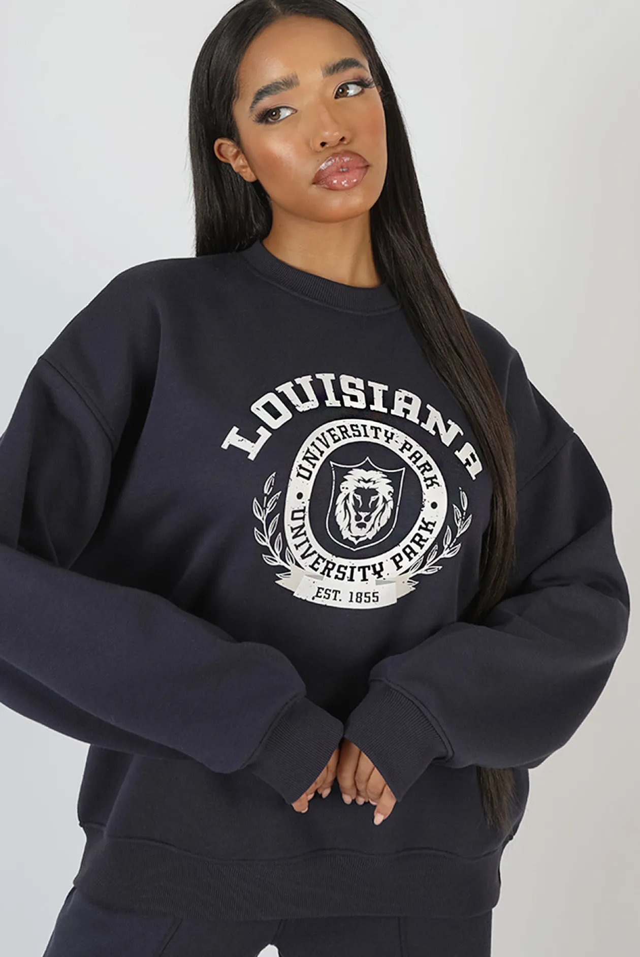 Public Desire Louisiana Graphic Sweatshirt Ink Blue | Women Sweatshirt & Hoodies