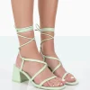 Public Desire Mabel Wide Fit Pu Ankle Tie Mid Block Heeled Sandals | Women Sandals