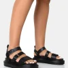 Public Desire Macy Pu Chunky Buckle Strap Sandals | Women Black Sandals