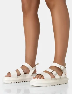 Public Desire Macy Pu Chunky Buckle Strap Sandals | Women Flatforms