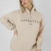 Public Desire Manhattan Half Zip Pullover Sweatshirt | Women Sweatshirt & Hoodies