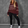 Public Desire Manhattan Slogan Half Zip Pullover Sweatshirt Burgundy | Women Sweatshirt & Hoodies