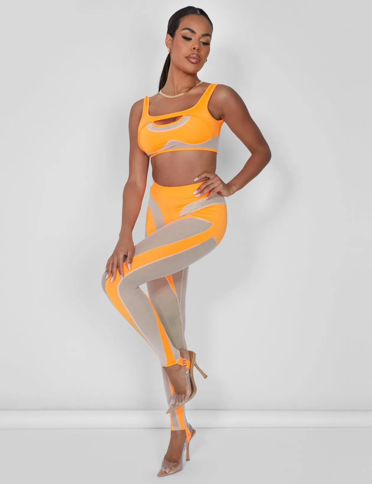 Public Desire Mesh Illusion Insert Sleeveless Crop Top | Women Tops