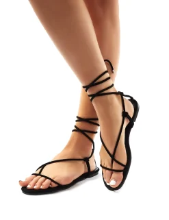 Public Desire Miley Lace Up Flat Sandals | Women Strappy Sandals