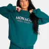 Public Desire Monaco Embroidered Sweatshirt Forest Green | Women Sweatshirt & Hoodies