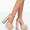 Public Desire Moonchild Croc Closed Toe Statement Platform Block Heels | Women Platform Heels