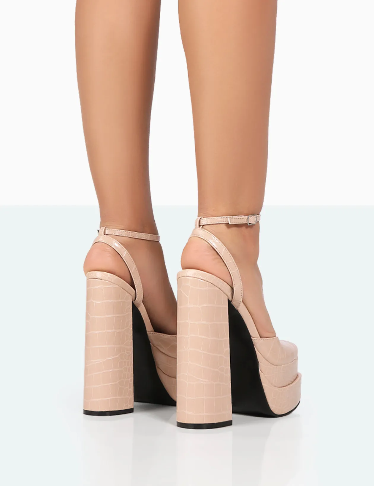 Public Desire Moonchild Croc Closed Toe Statement Platform Block Heels | Women Platform Heels