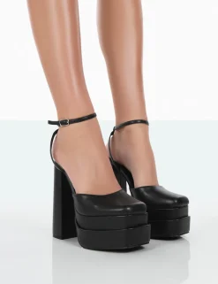 Public Desire Moonchild Pu Closed Toe Statement Platform Block Heels | Women Platform Heels