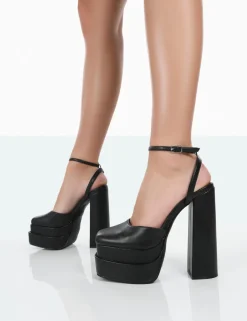 Public Desire Moonchild Pu Closed Toe Statement Platform Block Heels | Women Platform Heels