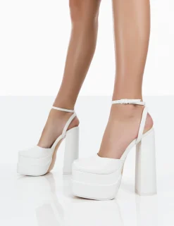 Public Desire Moonchild Pu Closed Toe Statement Platform Block Heels | Women Platform Heels