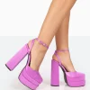 Public Desire Moonchild Satin Closed Toe Statement Platform Block Heels | Women Platform Heels