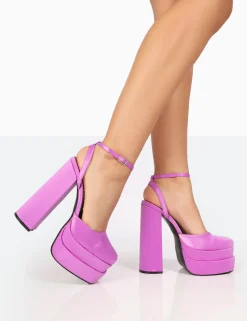 Public Desire Moonchild Satin Closed Toe Statement Platform Block Heels | Women Platform Heels