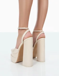 Public Desire Moonchild Wide Fit Patent Closed Toe Statement Platform Block Heels | Women Wide Fit Heels