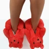 Public Desire Moxy Fluffy Faux Fur Bear Shaped Slippers | Women Slippers