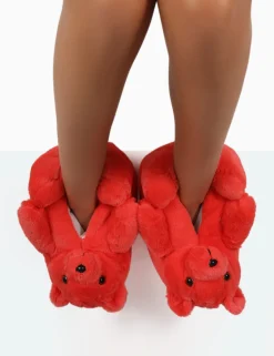 Public Desire Moxy Fluffy Faux Fur Bear Shaped Slippers | Women Slippers