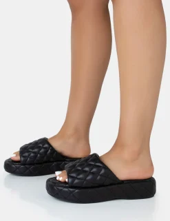 Public Desire Mykonos Flatform Quilted Slider Sandals | Women Chunky Sandals