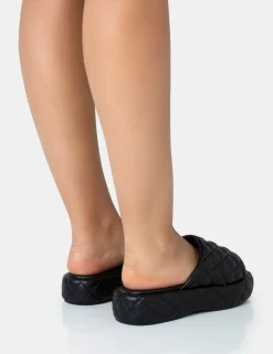 Public Desire Mykonos Flatform Quilted Slider Sandals | Women Chunky Sandals