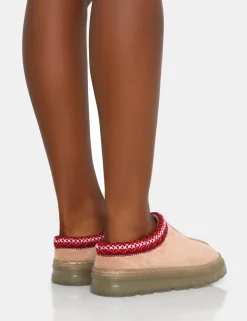 Public Desire Nala Faux Suede Embroidered Slipper Platform Boots | Women Ultra Mini Boots