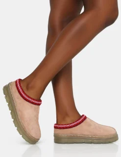 Public Desire Nala Faux Suede Embroidered Slipper Platform Boots | Women Ultra Mini Boots