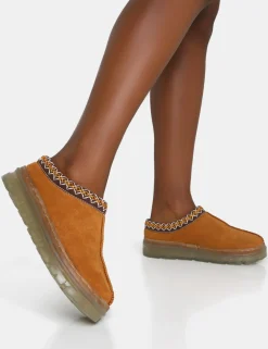 Public Desire Nala Faux Suede Embroidered Slipper Platform Boots | Women Ultra Mini Boots