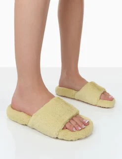 Public Desire Namaste Fluffy Faux Fur Slippers | Women Slippers