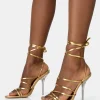 Public Desire Nobu Lace Up Round Toe Perspex Stiletto Heels | Women Stilettos