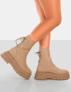 Public Desire Noelle Platform Chunky Sole Lace Up Detail Ankle Boots | Women Chunky Boots