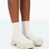 Public Desire Nola Knit Platform Chunky Sole Ankle Boots | Women Chunky Boots