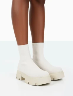 Public Desire Nola Knit Platform Chunky Sole Ankle Boots | Women Chunky Boots