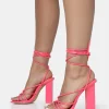 Public Desire Nyla Patent Strappy Lace Up Square Toe Block Heels | Women Square Toe Heels