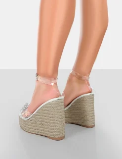Public Desire Ocean Beach Patent Bow Platform Wedge Heels | Women Wedges