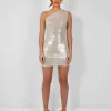 Public Desire One Shoulder Ruched Metallic Mini Dress | Women Dresses