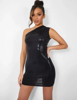 Public Desire One Shoulder Ruched Metallic Mini Dress | Women Dresses