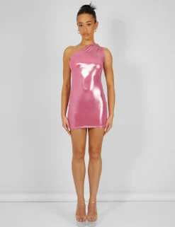 Public Desire One Shoulder Ruched Metallic Mini Dress | Women Dresses