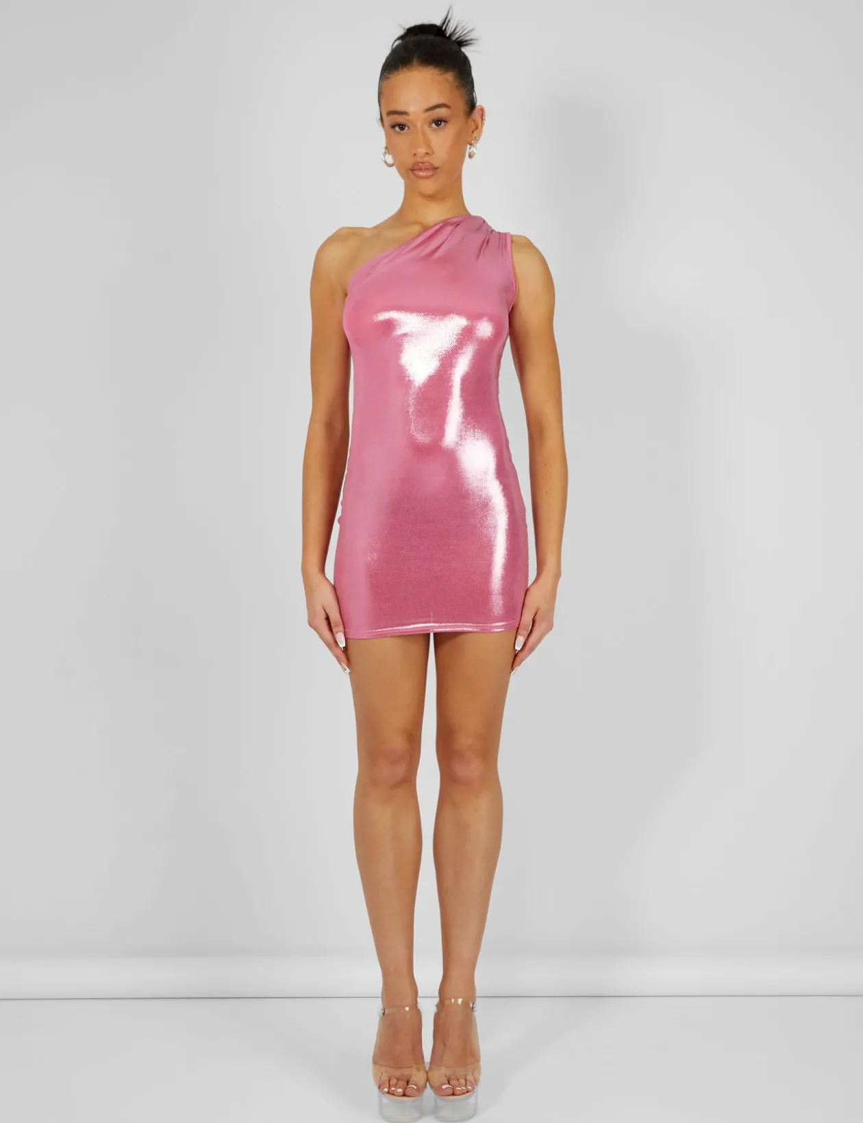 Public Desire One Shoulder Ruched Metallic Mini Dress | Women Dresses