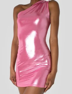 Public Desire One Shoulder Ruched Metallic Mini Dress | Women Dresses