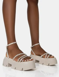 Public Desire Orbit Diamante Strappy Chunky Platform Sole Sandals | Women Chunky Sandals
