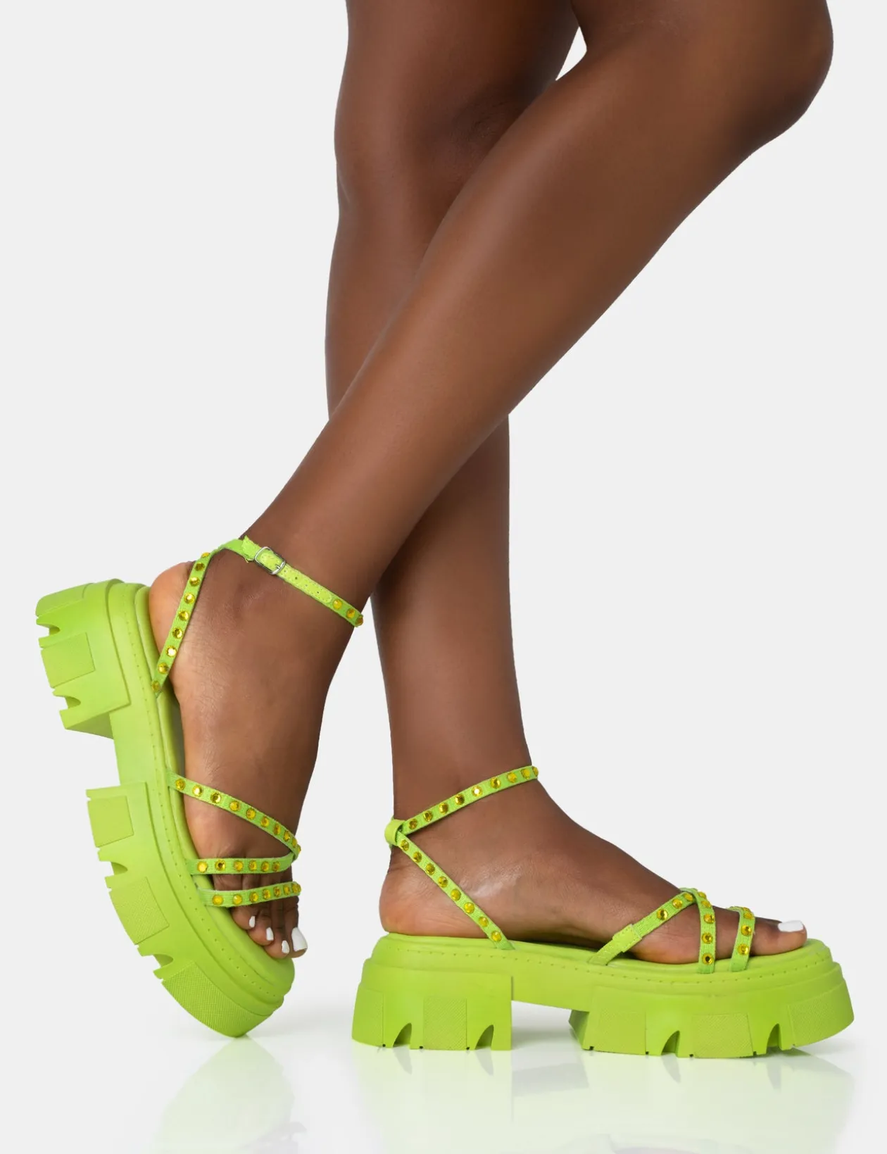 Public Desire Orbit Diamante Strappy Chunky Platform Sole Sandals | Women Chunky Sandals