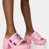 Public Desire Oslo Buckle Mule Platform Mid Heel Sandals | Women Flatforms