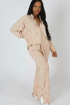 Public Desire Oversized Checkerboard Towelling Shirt | Women Tops