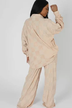 Public Desire Oversized Checkerboard Towelling Shirt | Women Tops