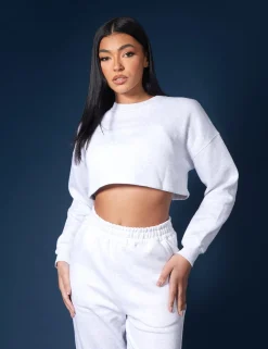Public Desire Oversized Cropped Sweat Marl | Women Sweatshirt & Hoodies