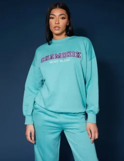 Public Desire Oversized Embroidered Slogan Sweatshirt | Women Sweatshirt & Hoodies